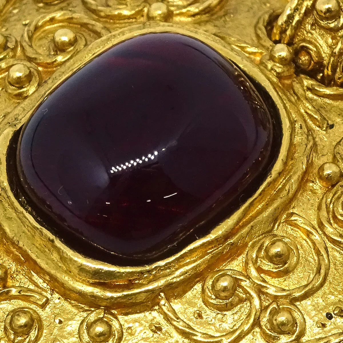 Chanel Gripoix Brooch Pin Gold Red 94A - Image 2