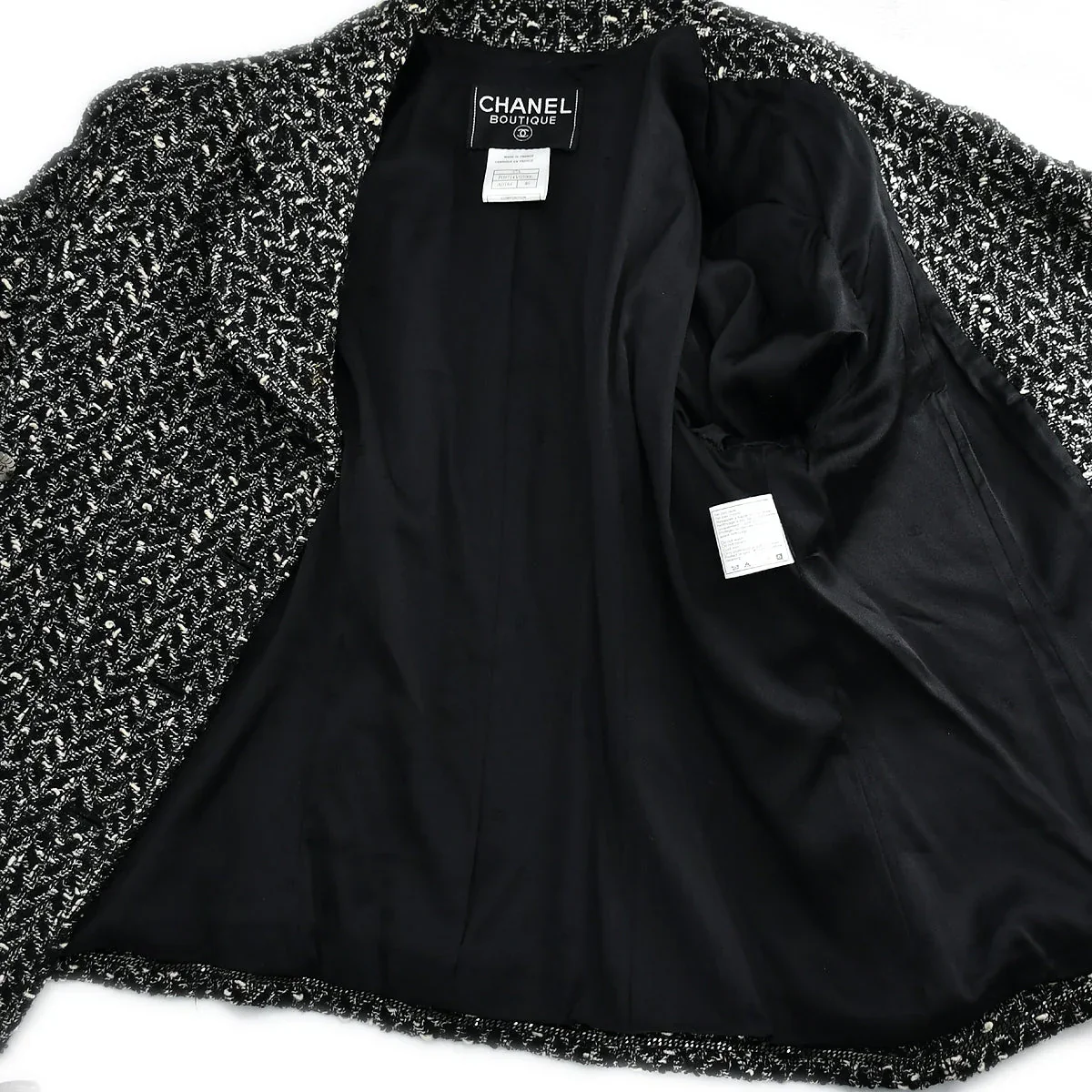 Chanel Jacket Skirt Suit Black 97A #46 - Image 6