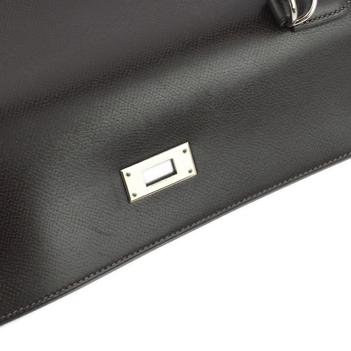 Hermes 2003 Chocolat Veau Grain Lisse Kelly 32 Sellier 2way Shoulder Handbag - Image 10