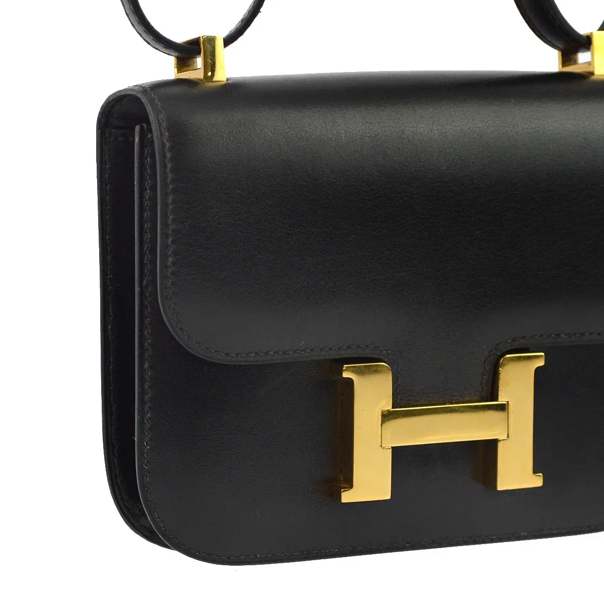 Hermes * 1992 Black Box Calf Constance Micro Shoulder Bag - Image 3