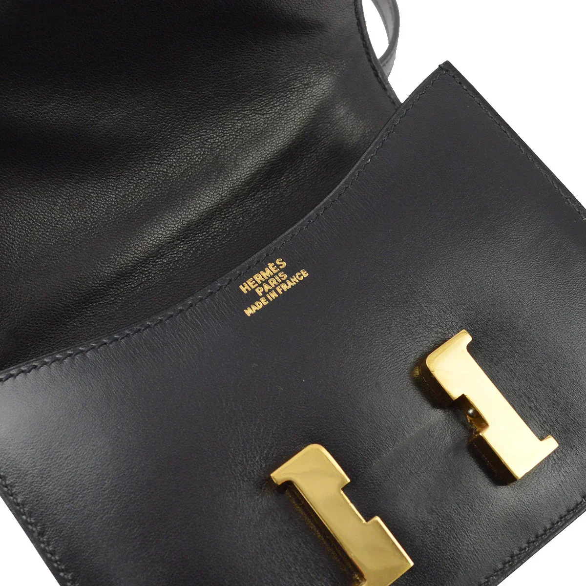 Hermes * 1992 Black Box Calf Constance Micro Shoulder Bag - Image 4