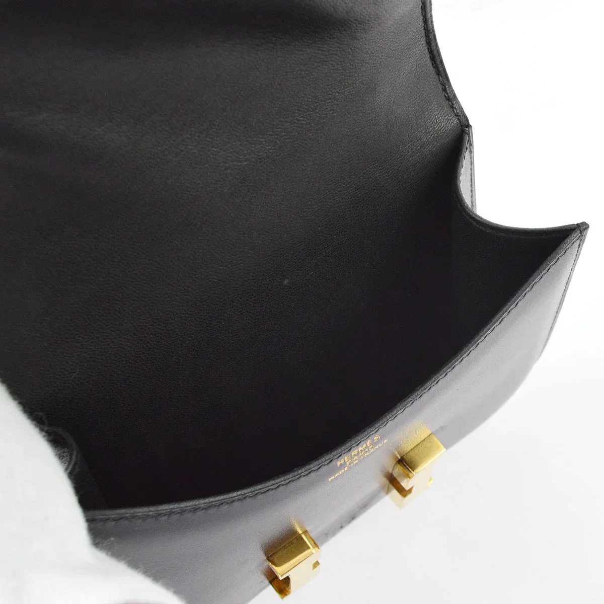 Hermes * 1992 Black Box Calf Constance Micro Shoulder Bag - Image 7