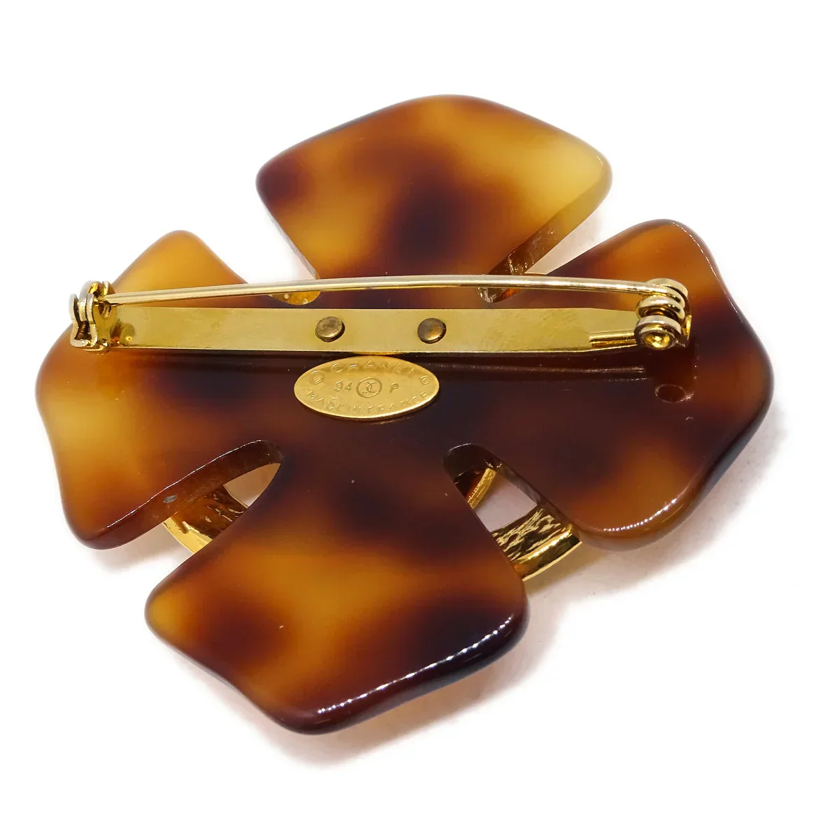 Chanel Clover Brooch Pin Brown 94P - Image 3