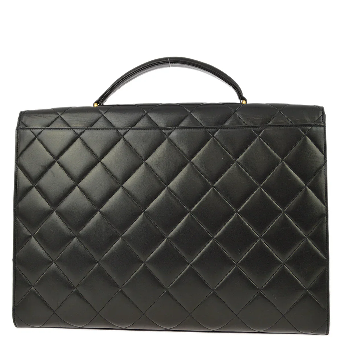 Chanel 1994-1996 Black Lambskin Briefcase Business Handbag - Image 2