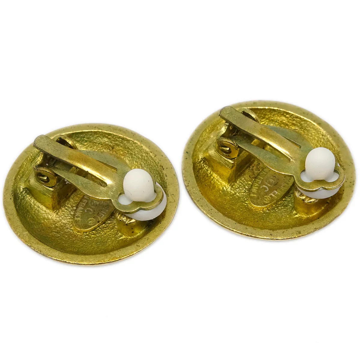 Chanel Button Earrings Clip-On Gold 95C - Image 3