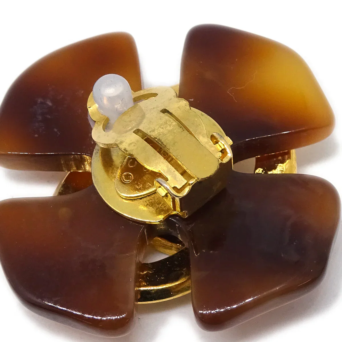 Chanel Clover Earrings Clip-On Brown 94P - Image 3