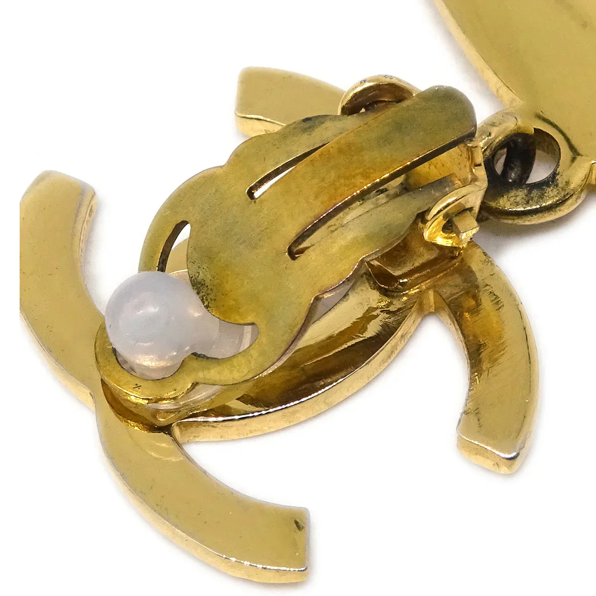 Chanel Hoop Dangle Earrings Clip-On Gold - Image 2