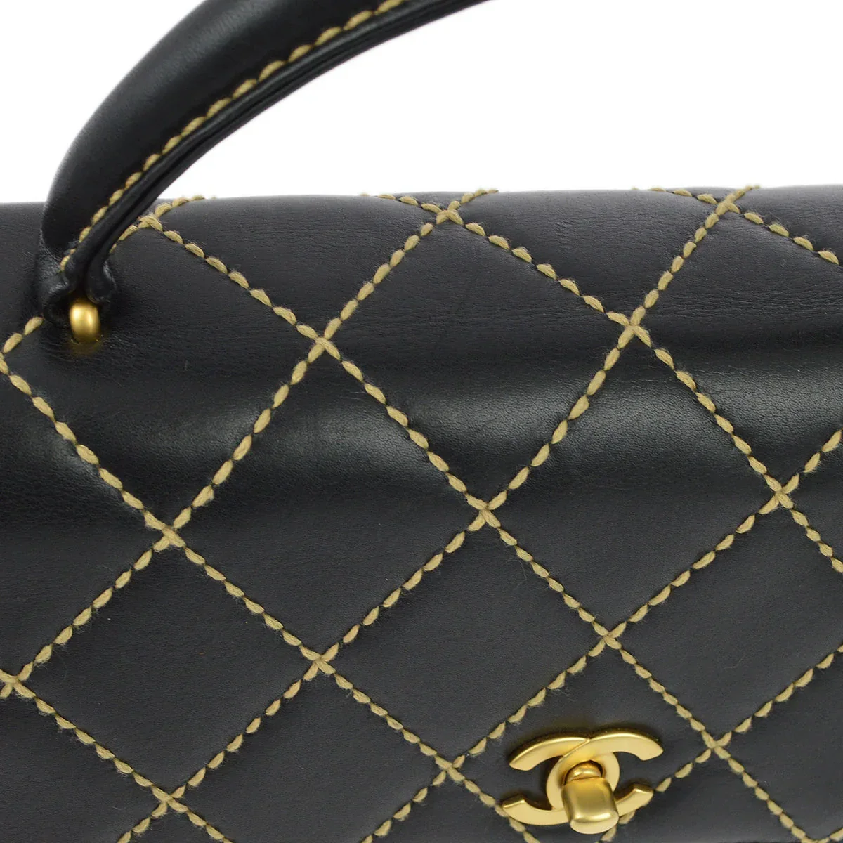 Chanel 2004-2005Black Calfskin Wild Stitch Kelly 30 - Image 7