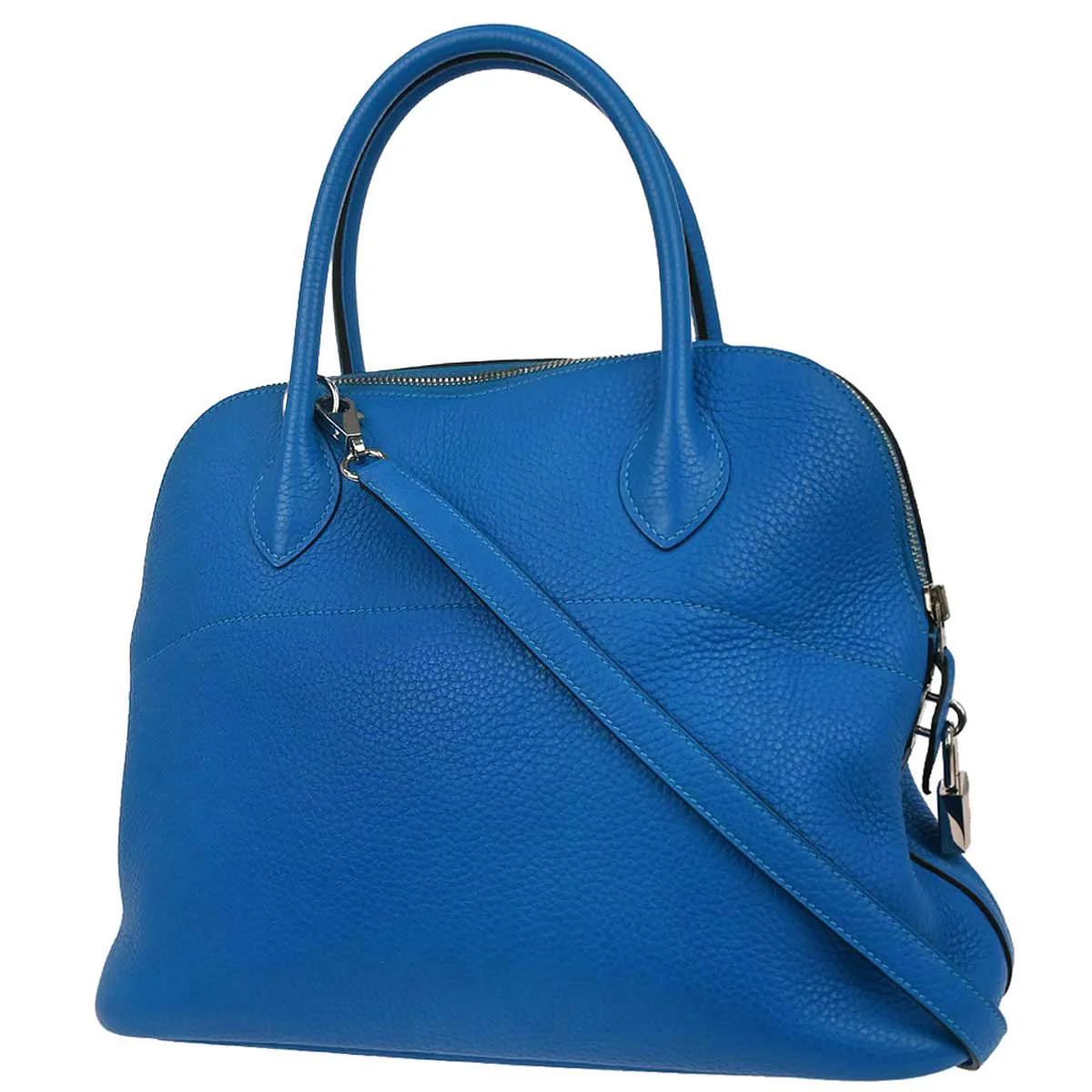 Hermes Blue Hydra Taurillon Clemence Bolide 31 2way Shoulder Handbag - Image 2