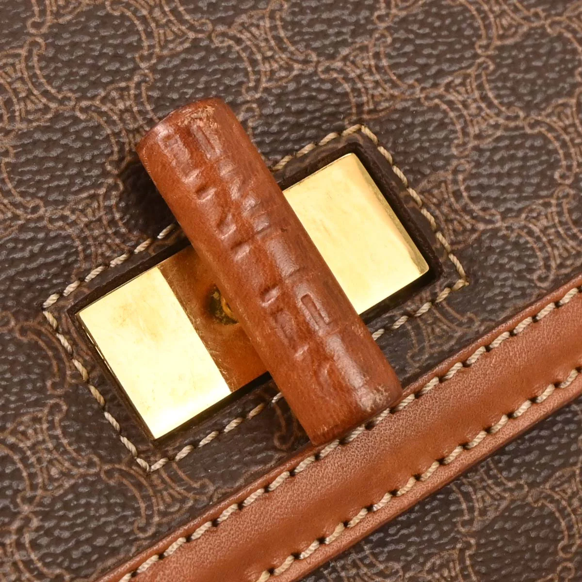 Celine Brown Macadam 2way Shoulder Handbag - Image 5