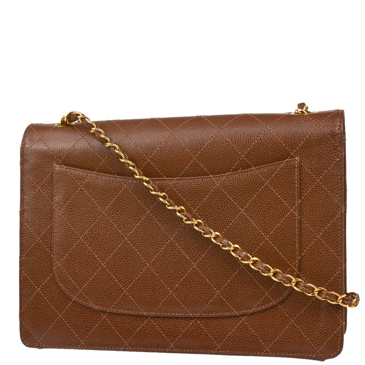 Chanel 1997-1999 Brown Caviar Jumbo Classic Flap Bag - Image 2