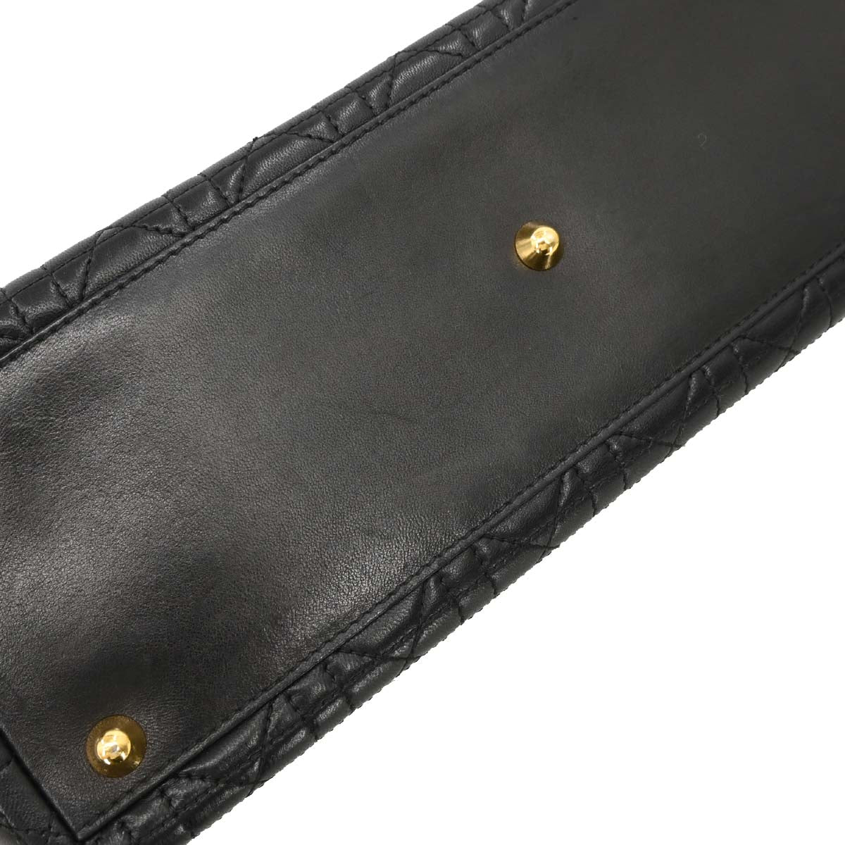 Christian Dior Black Lambskin Large Lady Dior Cannage 2way Shoulder Handbag - Image 4