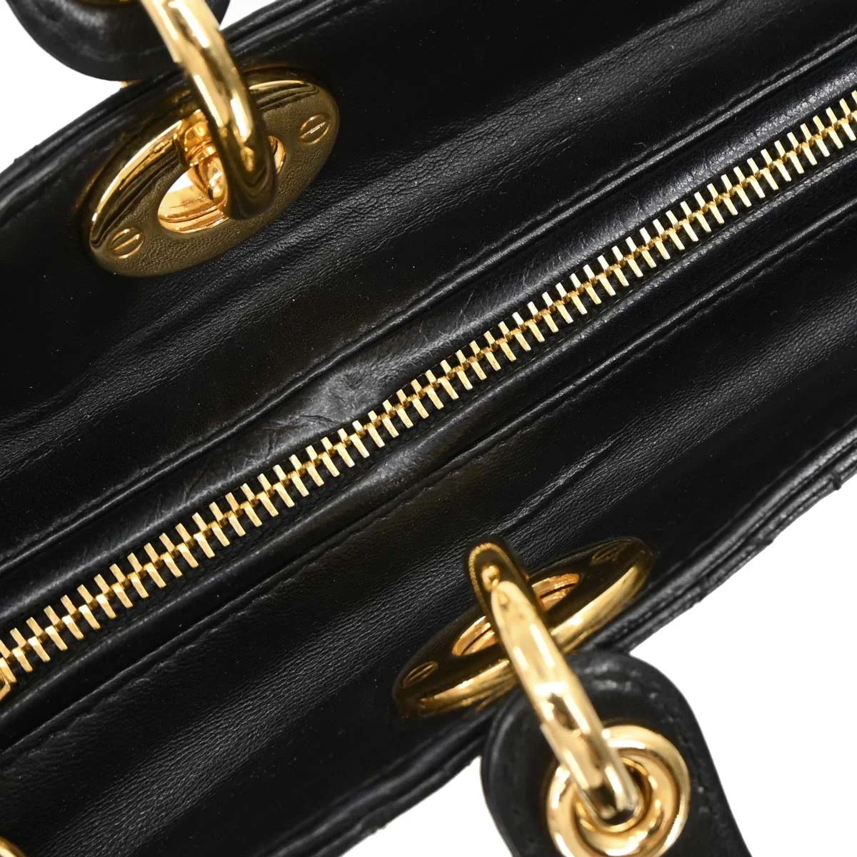 Christian Dior Black Lambskin Large Lady Dior Cannage 2way Shoulder Handbag - Image 7