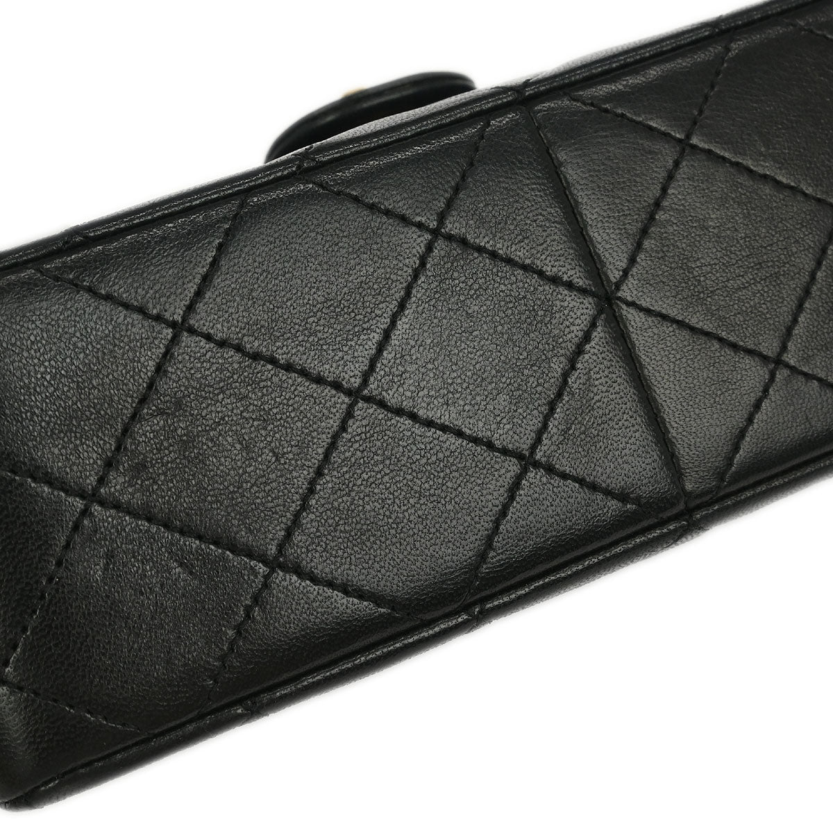 Chanel 1989-1991 Black Lambskin Classic Square Flap Shoulder Bag - Image 3