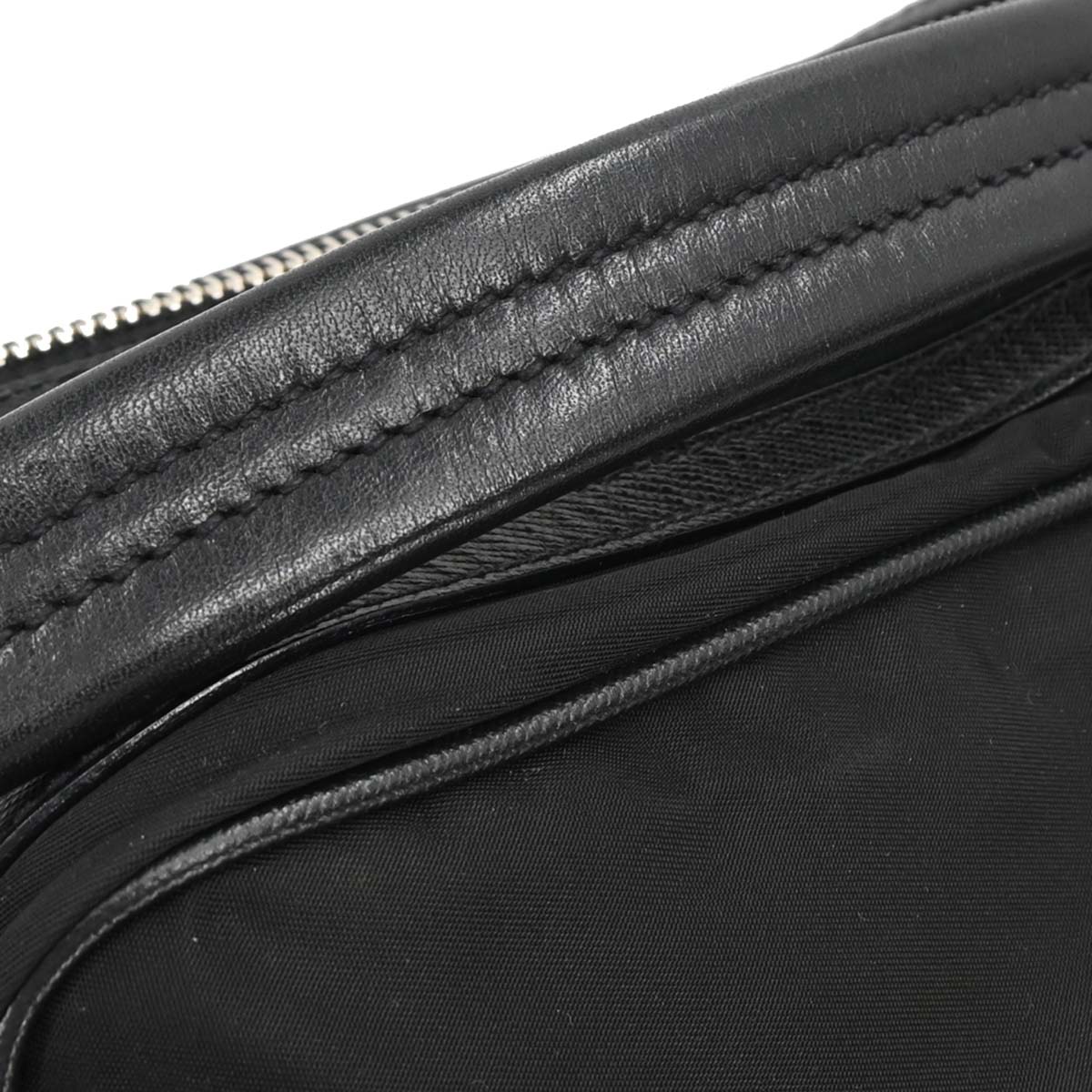 Prada Black Nylon Leather Handbag - Image 3