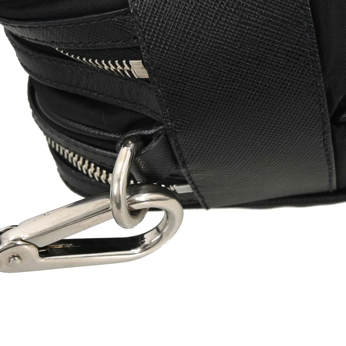 Prada Black Nylon Leather Handbag - Image 6