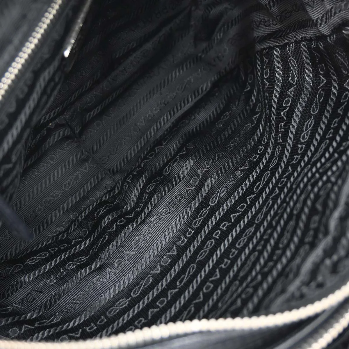 Prada Black Nylon Leather Handbag - Image 7