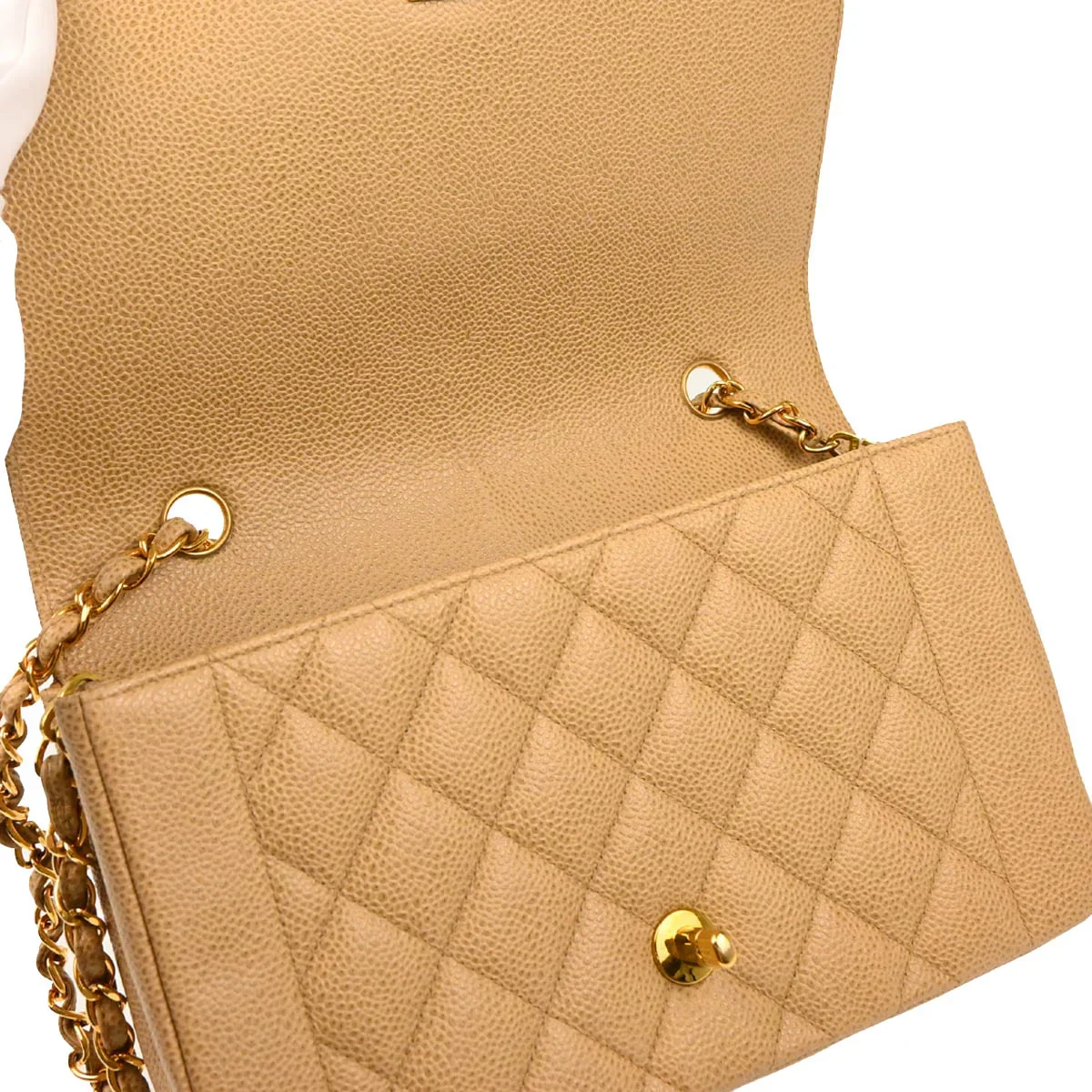 Chanel 1994-1996 Beige Caviar Medium Diana Shoulder Bag - Image 8