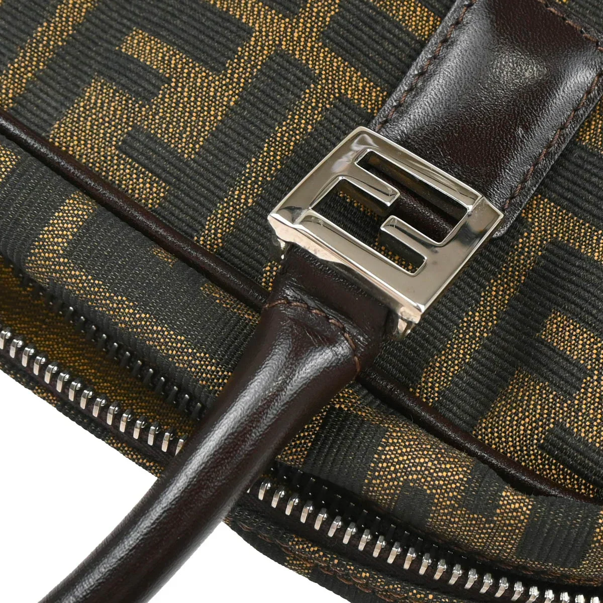 Fendi 1990s Brown Zucca 2way Shoulder Handbag - Image 6