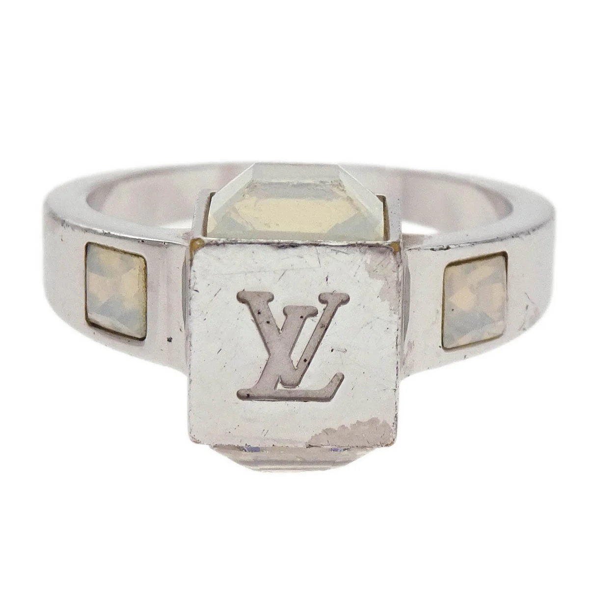 Louis Vuitton 2012 Burg Gamble Ring Rhinestone Silver #S #46 #6