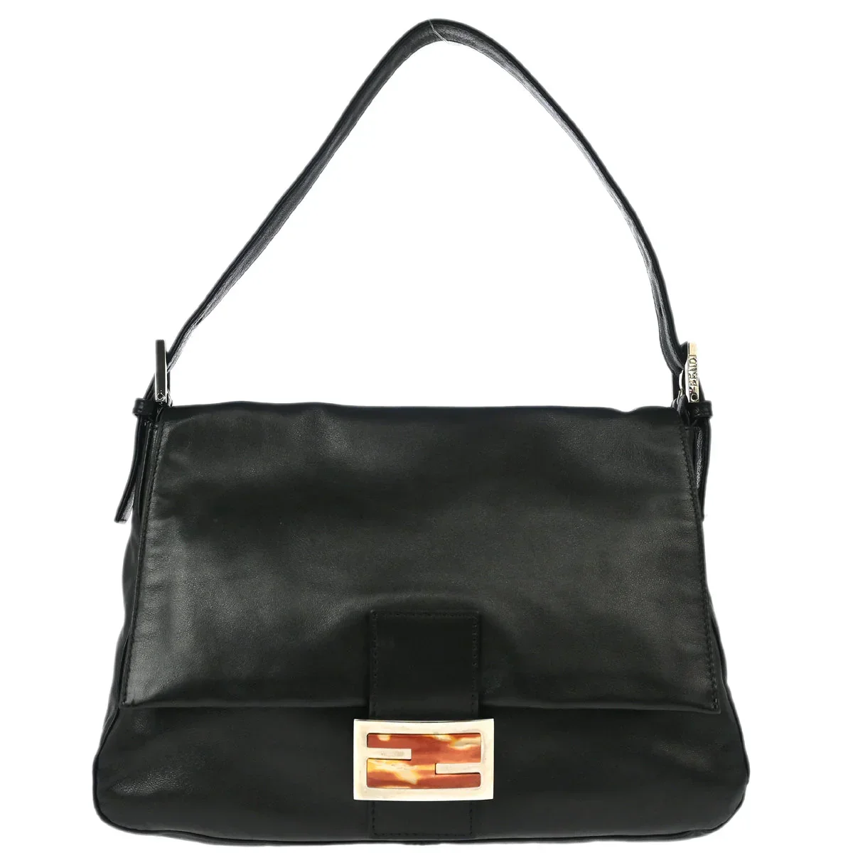 Fendi Black Leather Mamma Baguette Handbag