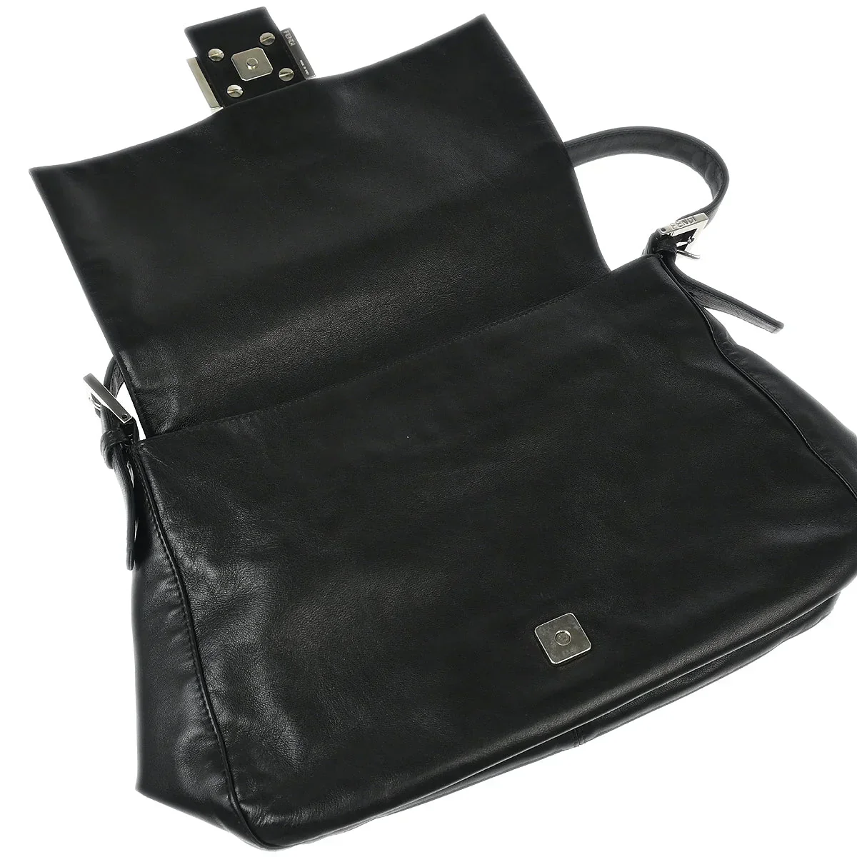 Fendi Black Leather Mamma Baguette Handbag - Image 6