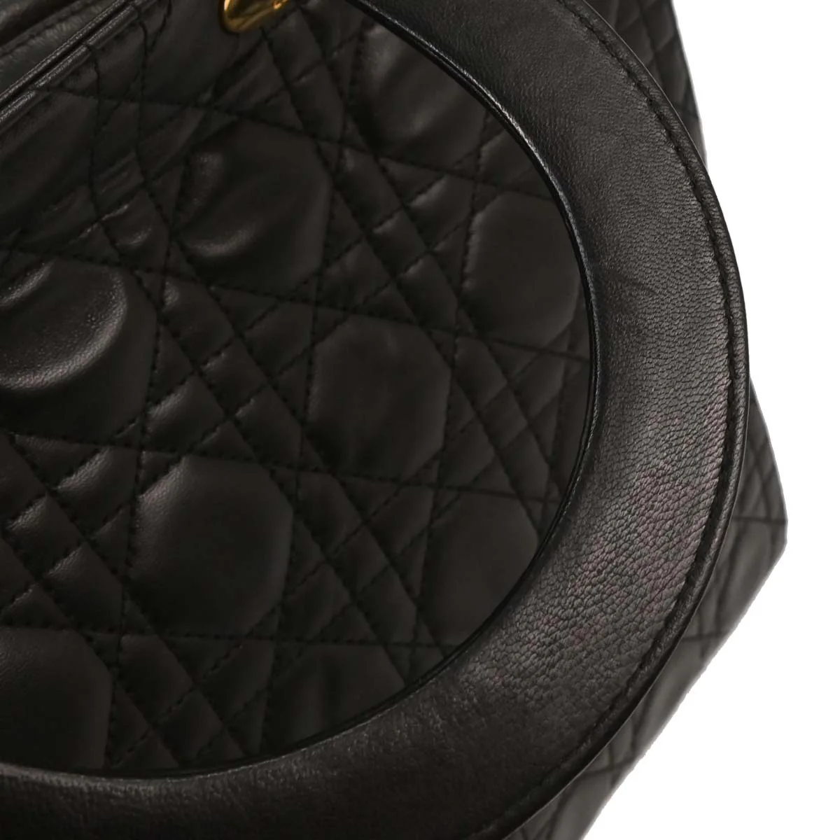 Christian Dior 1997 Black Lambskin Lady Dior Cannage 2way Shoulder Handbag - Image 6