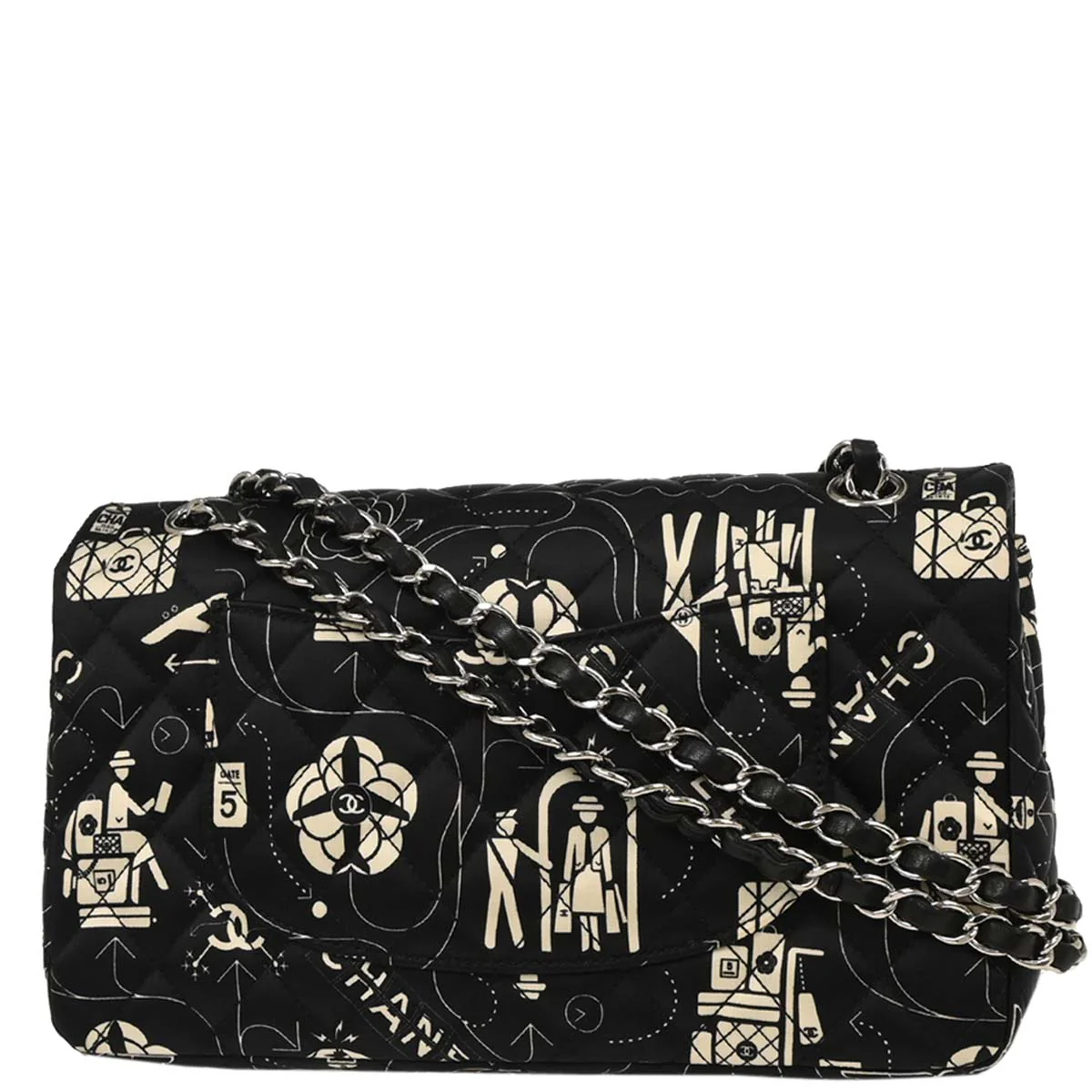 Chanel 2016-2017 Black Satin Airline Medium Classic Double Flap Shoulder Bag - Image 2