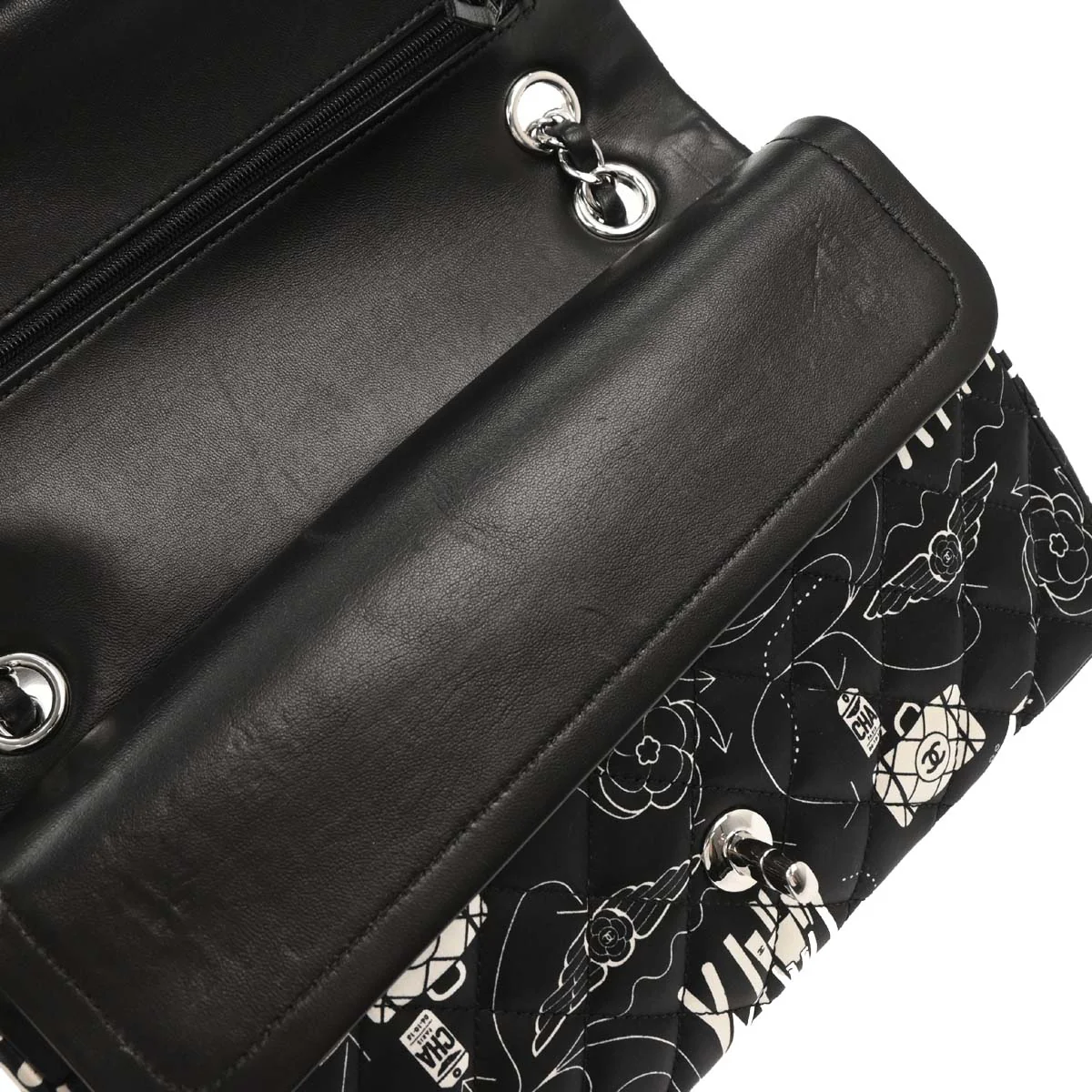 Chanel 2016-2017 Black Satin Airline Medium Classic Double Flap Shoulder Bag - Image 6