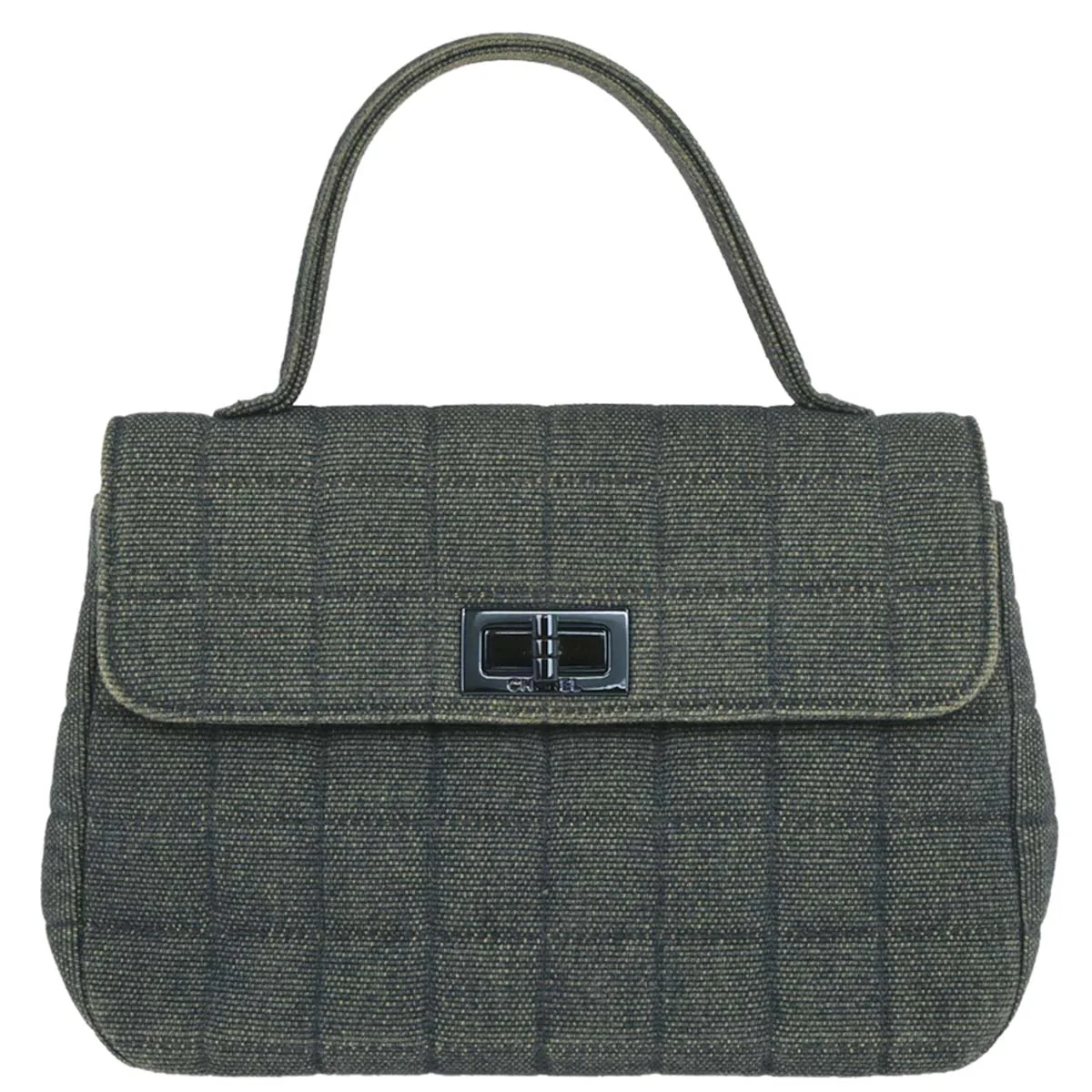 Chanel 2000-2001 Blue Denim Top Handle Mademoiselle Lock Handbag