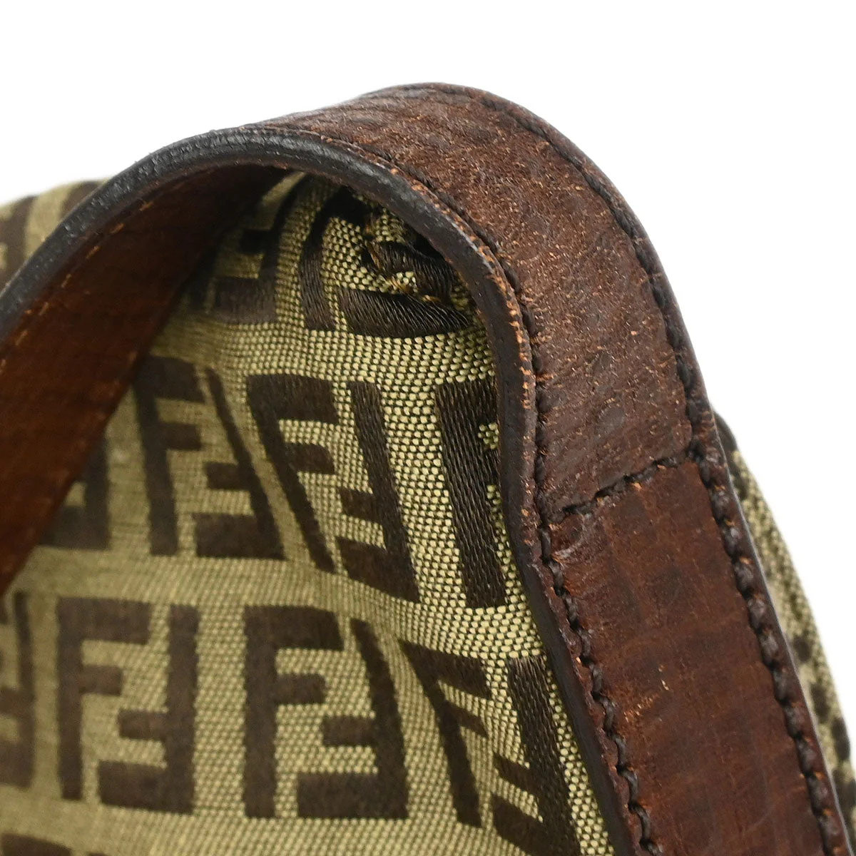 Fendi Brown Zucchino Shoulder Bag - Image 4
