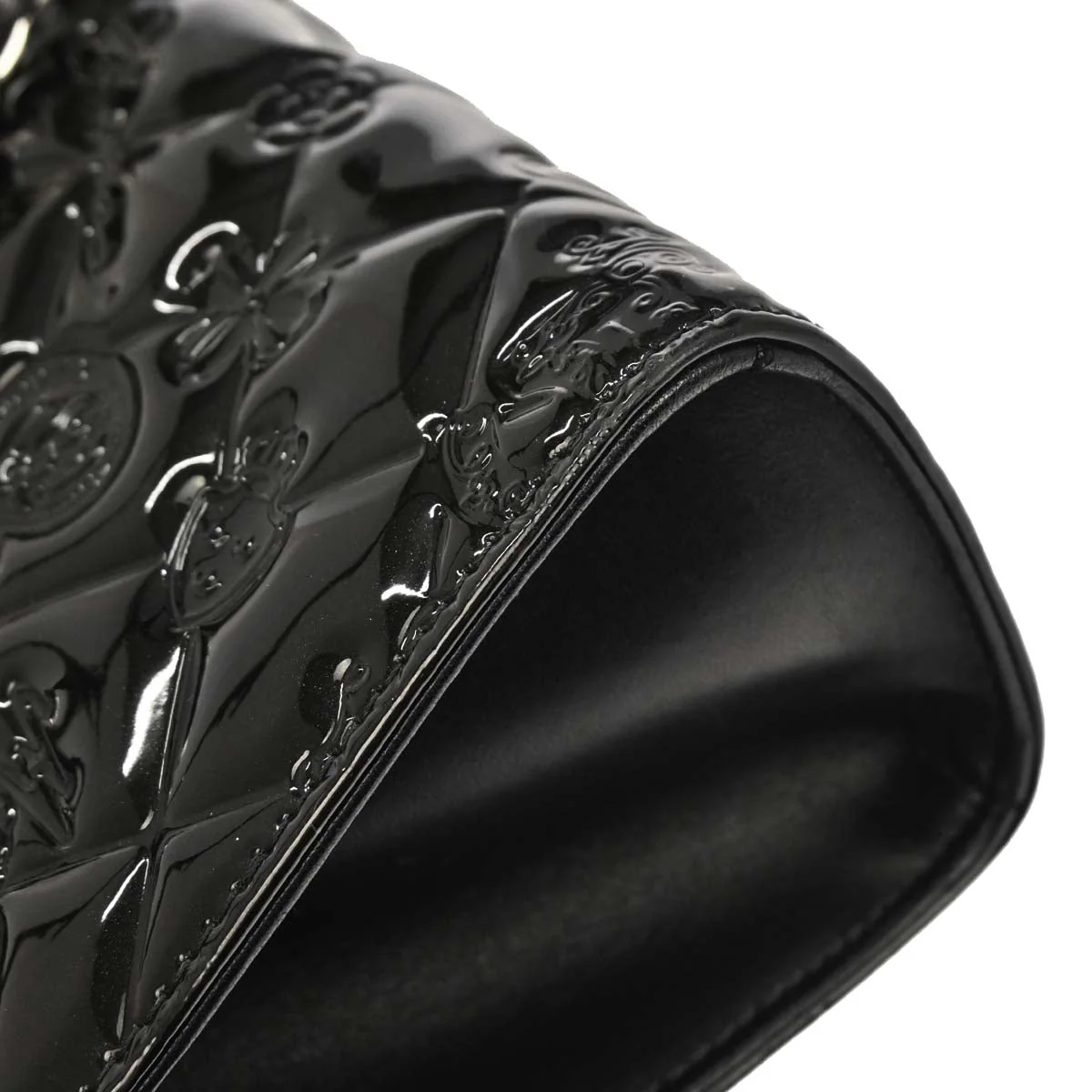 Chanel 2009-2010 Black Patent Leather Icon Chain Handbag - Image 5