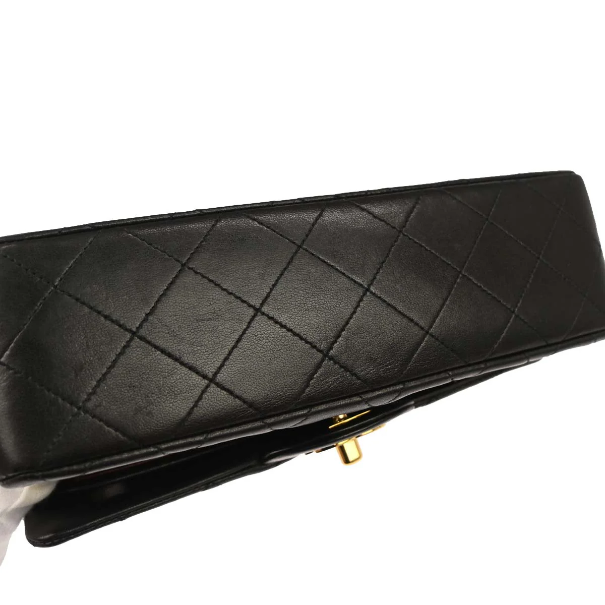 Chanel 1994-1996 Black Lambskin Small Classic Double Flap Shoulder Bag - Image 3