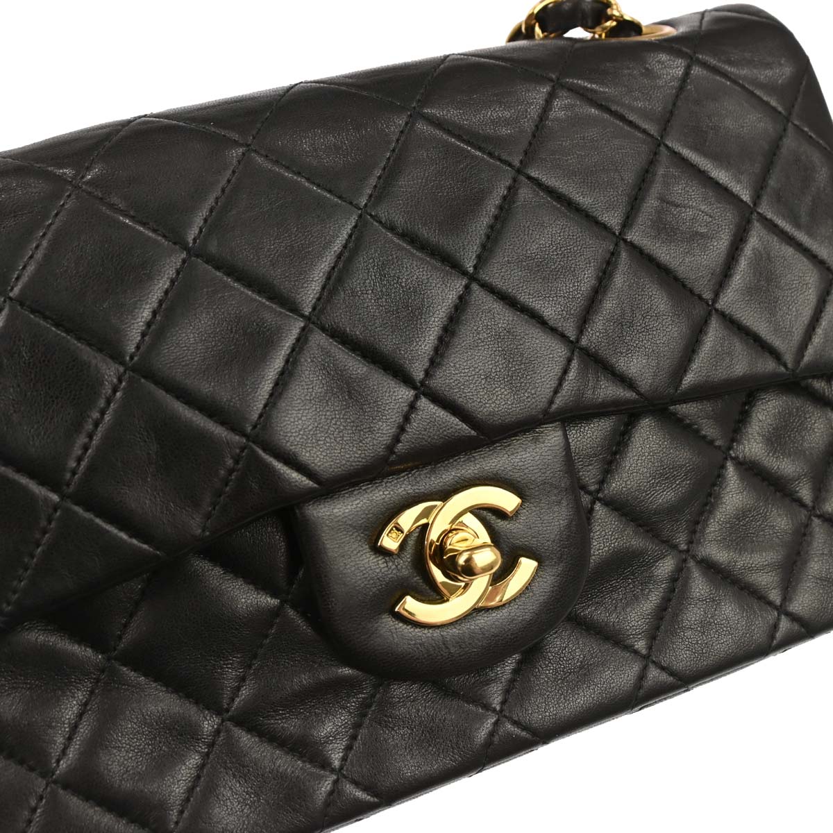 Chanel 1994-1996 Black Lambskin Small Classic Double Flap Shoulder Bag - Image 5