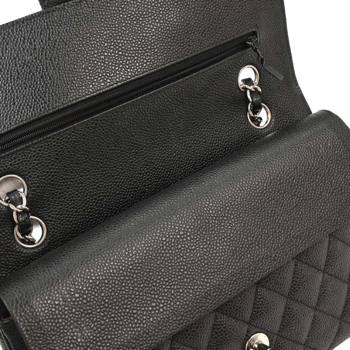 Chanel Black Caviar Medium Classic Double Flap Shoulder Bag - Image 6