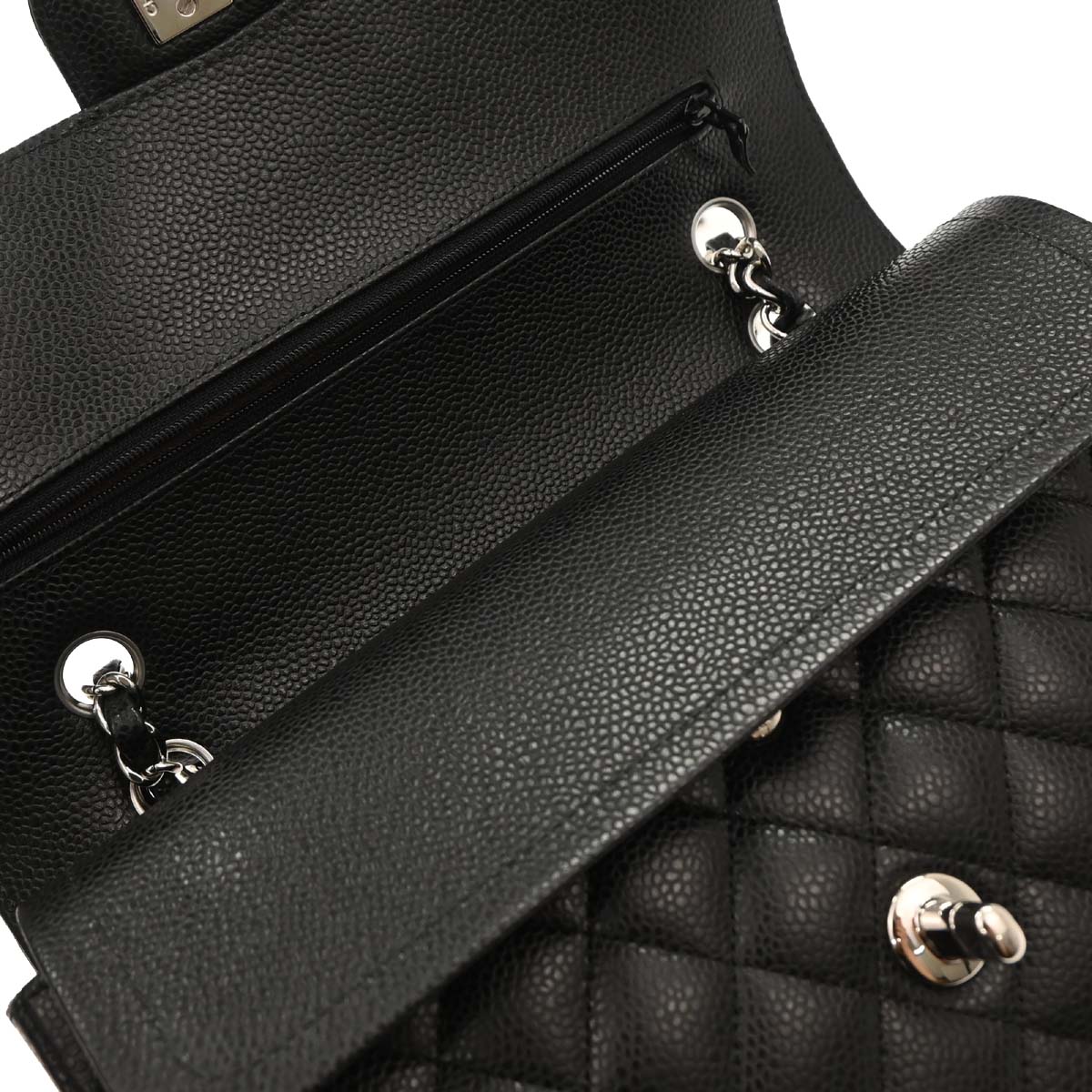Chanel 2019 Black Caviar Medium Classic Double Flap Shoulder Bag - Image 6