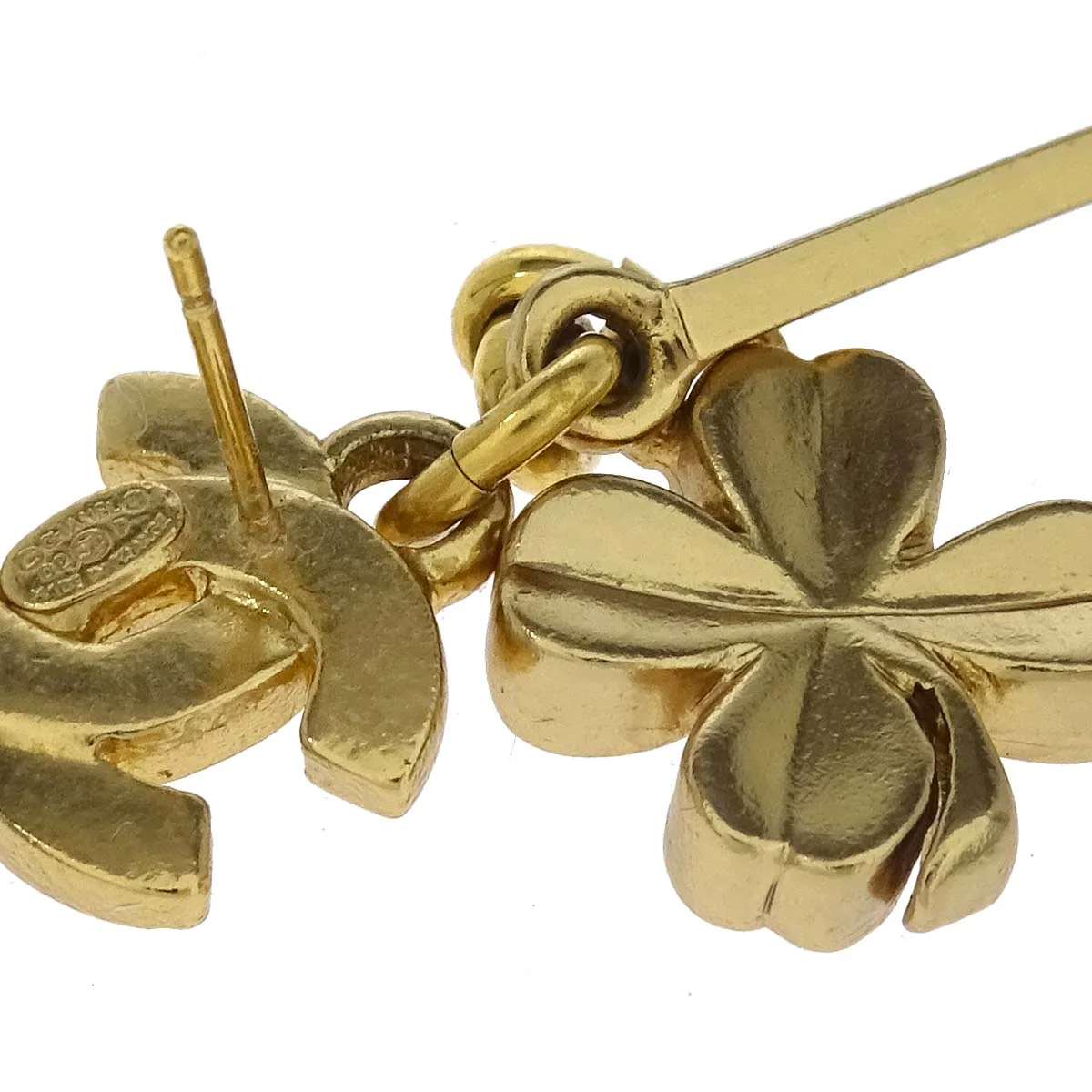 Chanel Dangle Pierced Earrings Gold 02P - Image 2