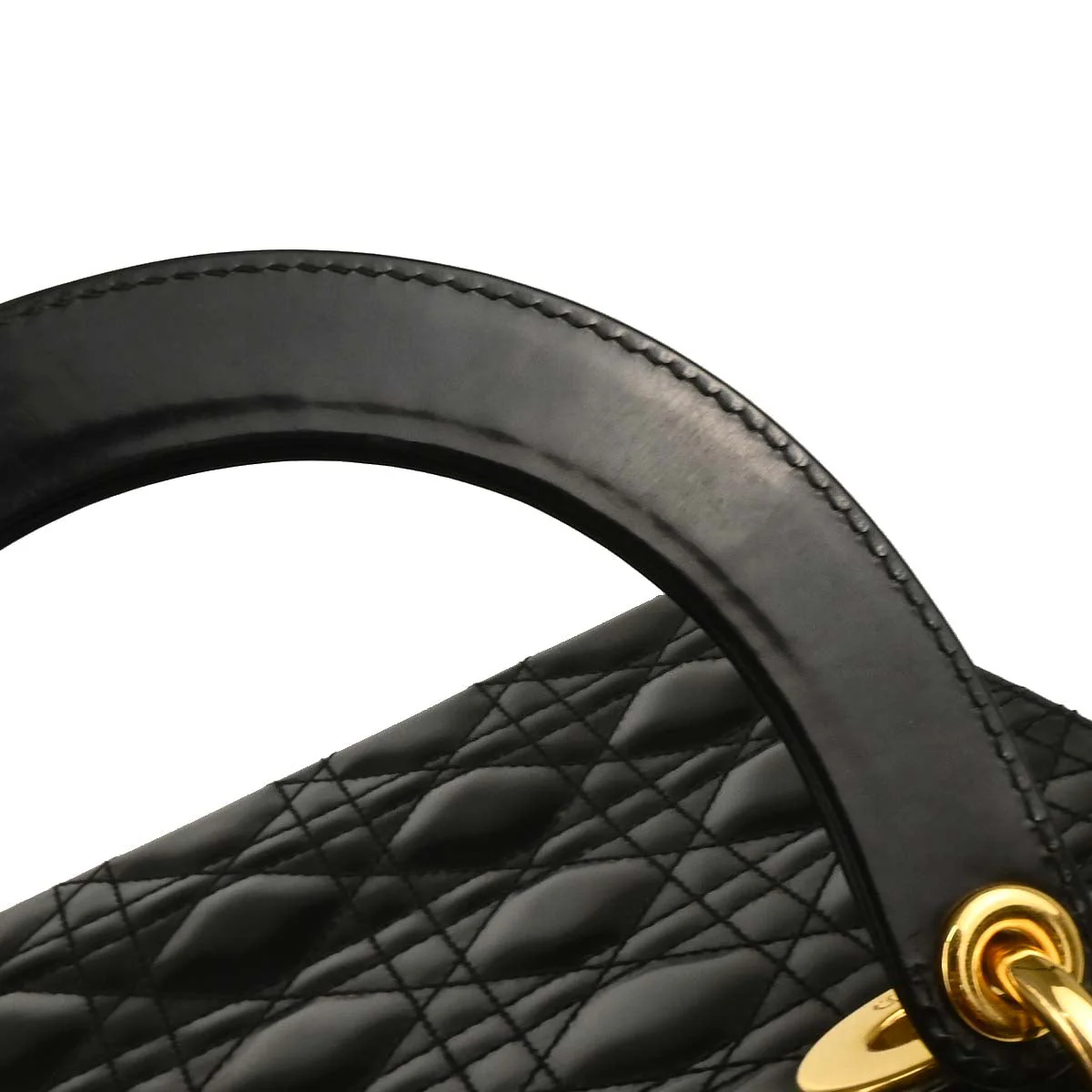 Christian Dior Black Patent Medium Lady Dior Cannage Handbag - Image 5