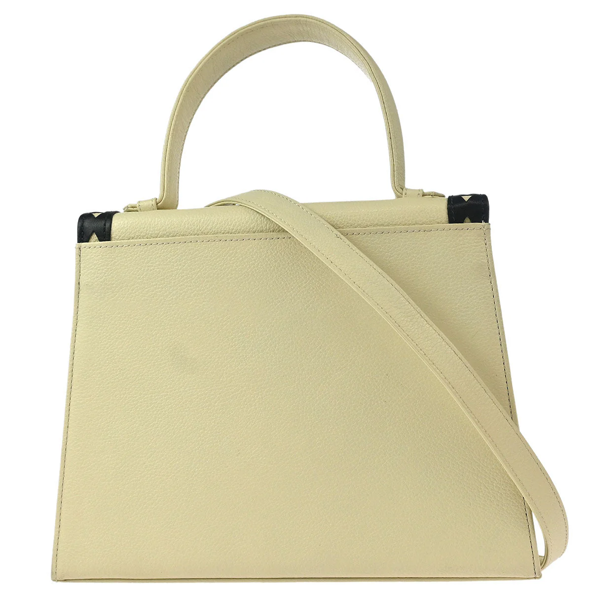 Yves Saint Laurent White Navy Leather 2way Shoulder Handbag - Image 2