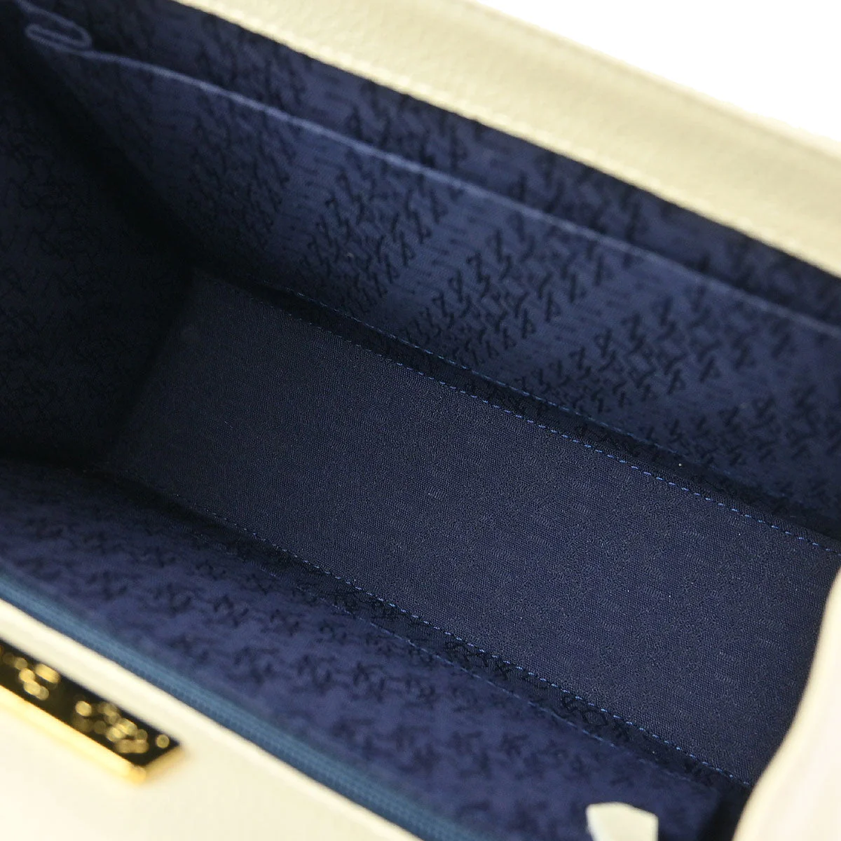 Yves Saint Laurent White Navy Leather 2way Shoulder Handbag - Image 8