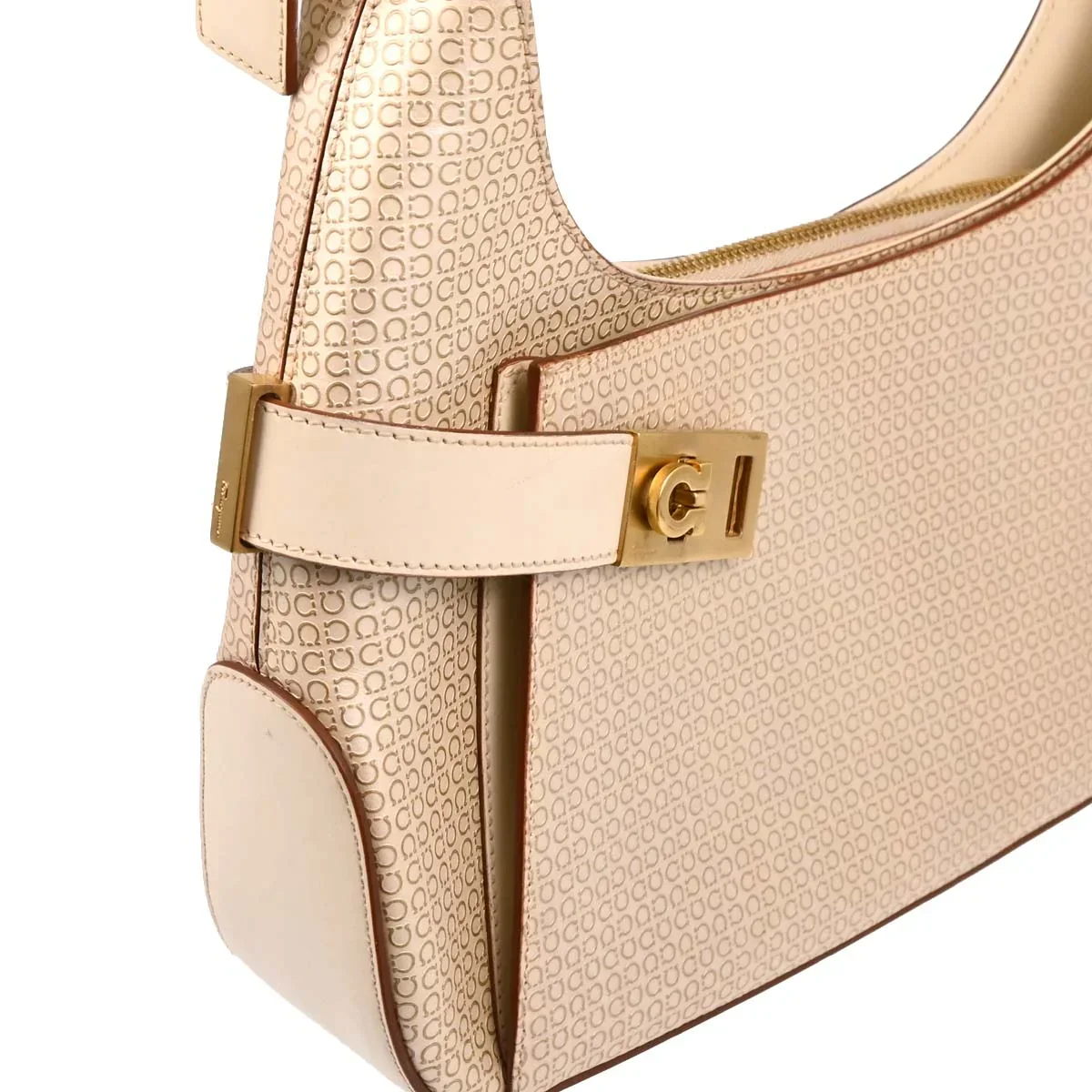 Salvatore Ferragamo Beige Leather Handbag - Image 3