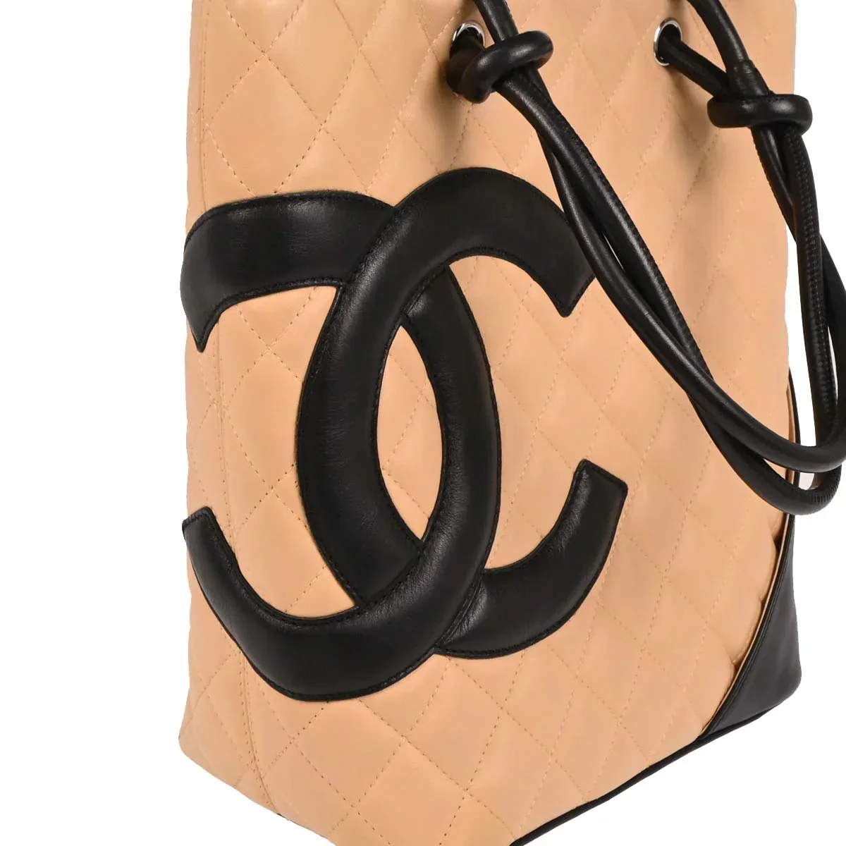 Chanel 2003-2004 Beige Calfskin Cambon Ligne Tote Handbag - Image 3