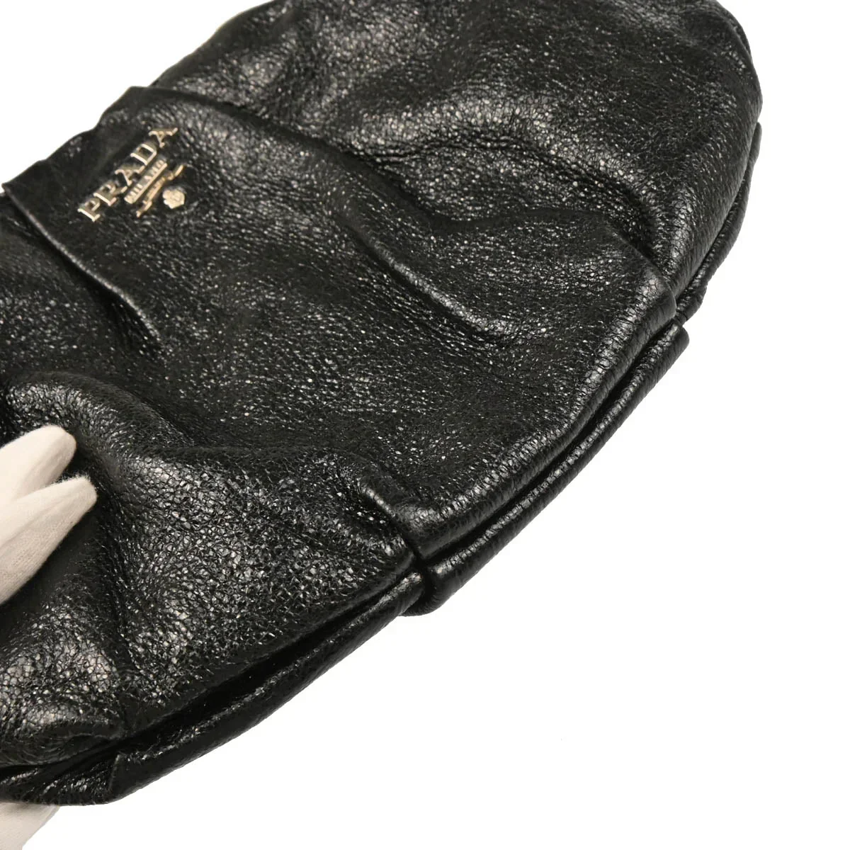 Prada Metallic Black Leather Hobo Handbag - Image 4
