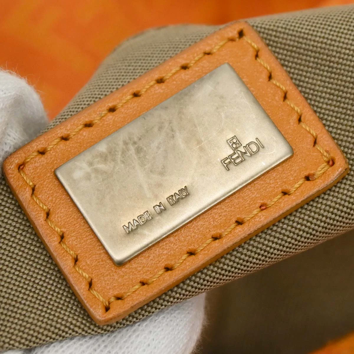 Fendi Orange Canvas Zucchino Handbag - Image 8