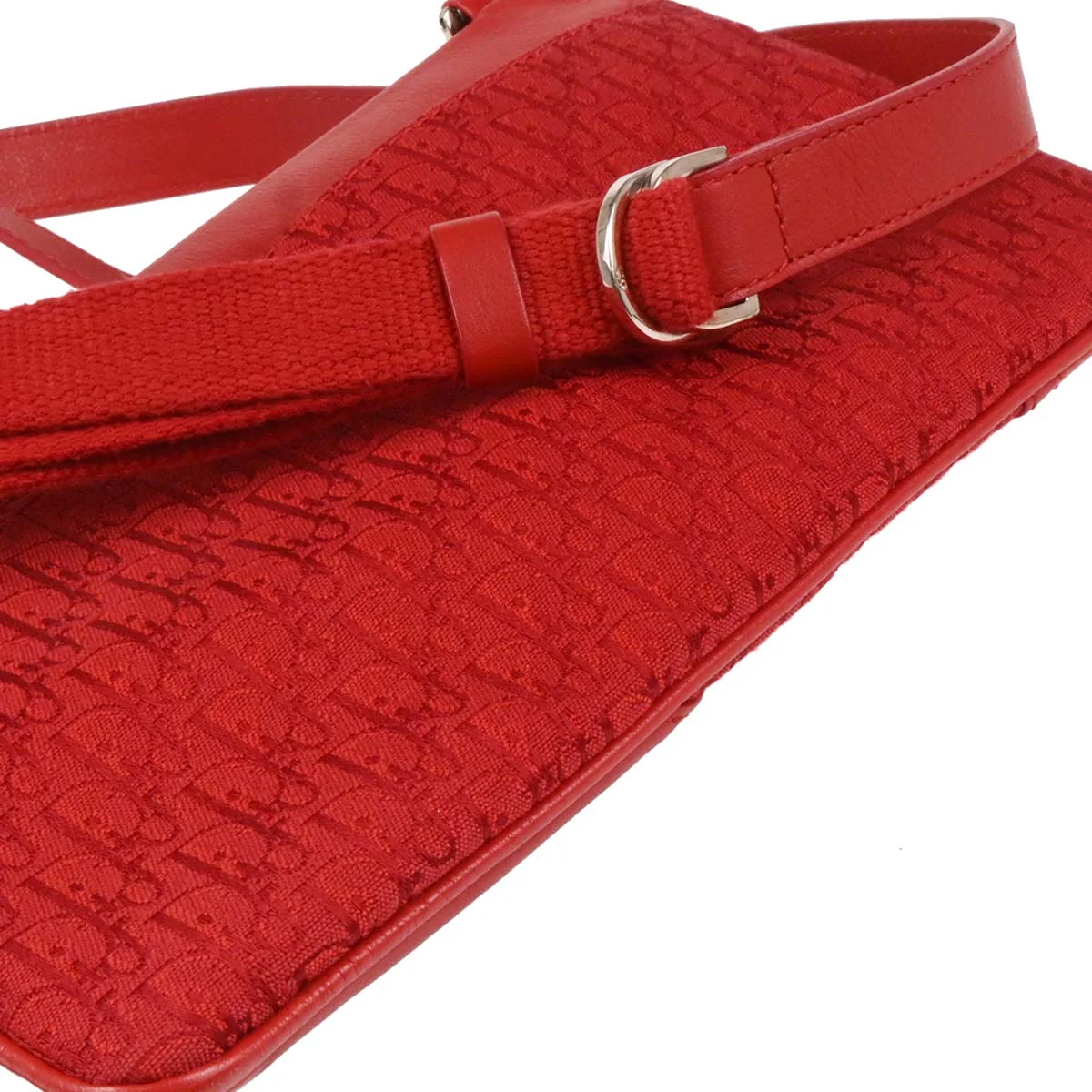 Christian Dior 2003 Red Canvas Trotter Shoulder Bag - Image 3