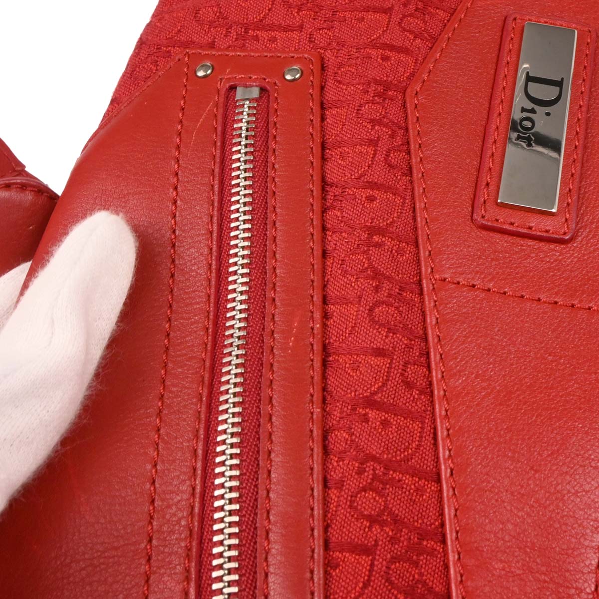 Christian Dior 2003 Red Canvas Trotter Shoulder Bag - Image 6