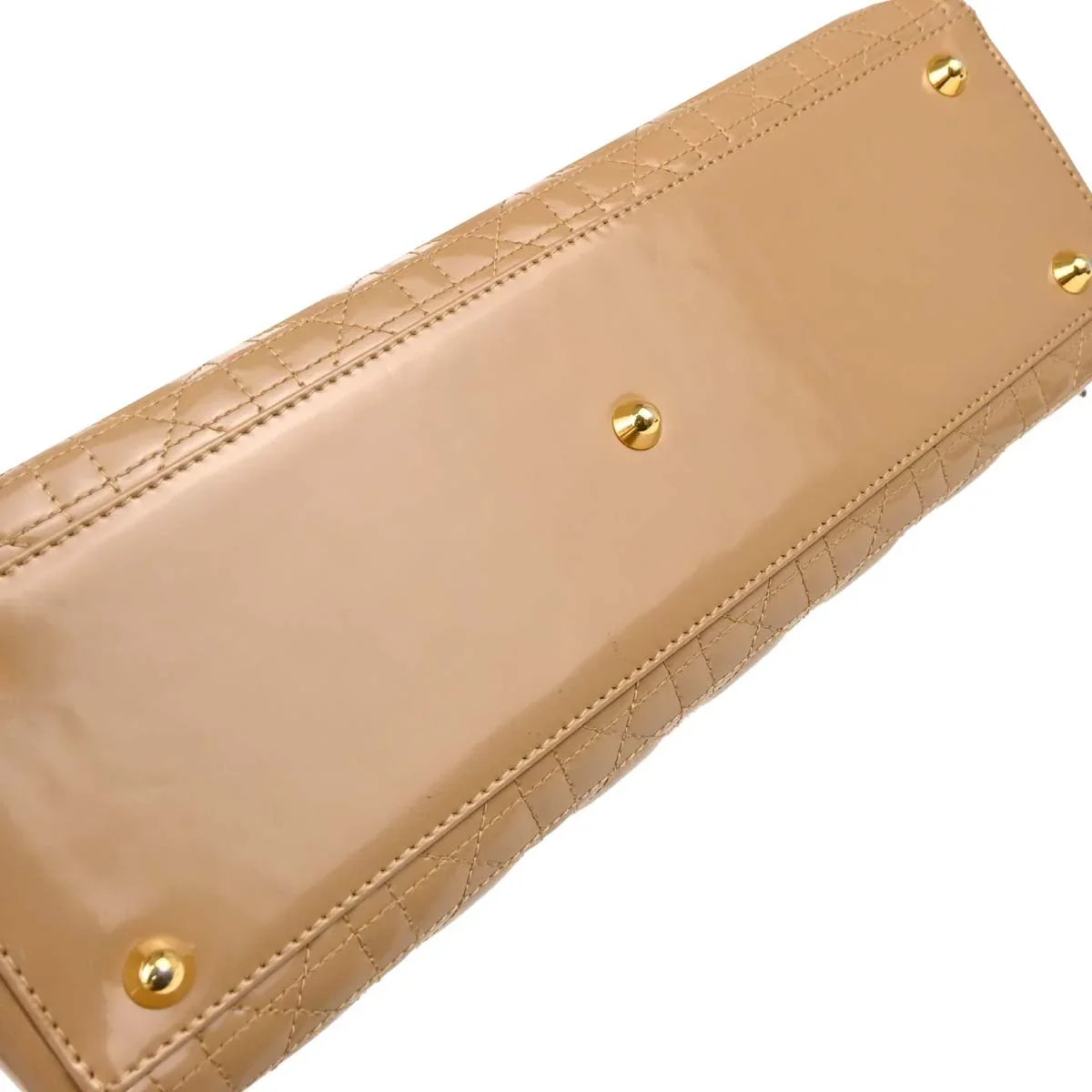 Christian Dior Beige Patent Leather Large Lady Dior Cannage 2way Shoulder Handbag - Image 14