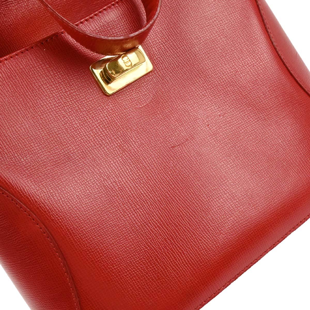 Christian Dior Red Leather Handbag - Image 5