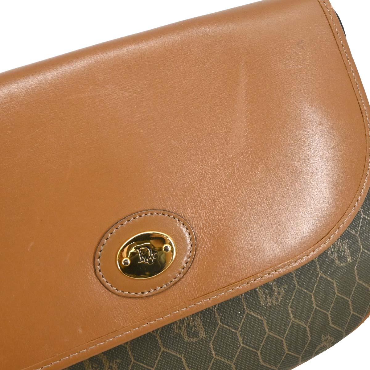 Christian Dior Brown Leather Honeycomb Shoulder Bag - Image 6