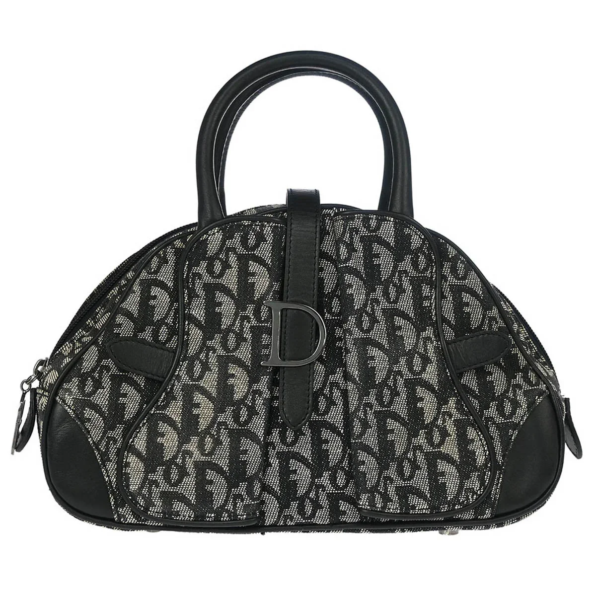 Christian Dior 2002 Black Double Saddle Trotter Handbag